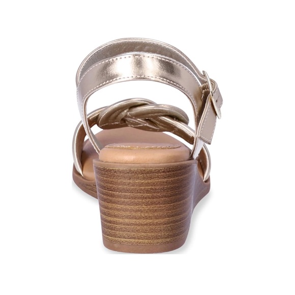 NWT! Time and Tru Women's Mid-Heel Gold Knot Wedge Sandals Size 9 - Picture 4 of 13